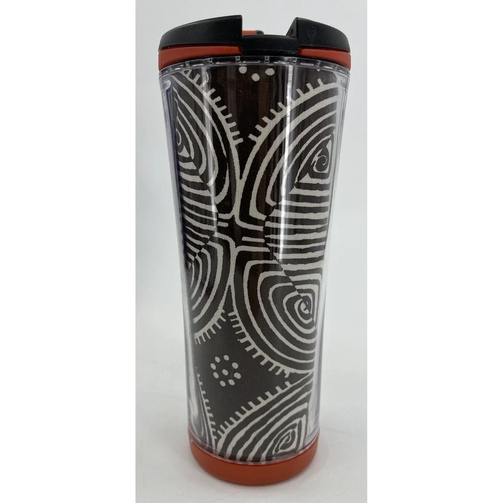 Starbucks Coffee 2007 16oz Animal Zebra Travel‎ Tumbler Brown Burnt Orange Rare